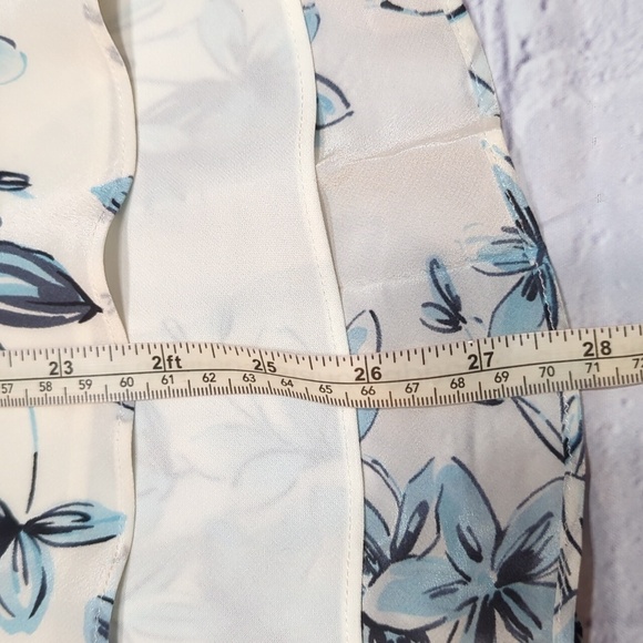 ⭐Loft Womens Skirt 100% Silk Blue Cream Floral High Low Feminine Girly Pastel 10 - Picture 8 of 12